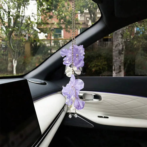 Colgante con borla de flores para el coche, accesorio decorativo creativo para el retrovisor